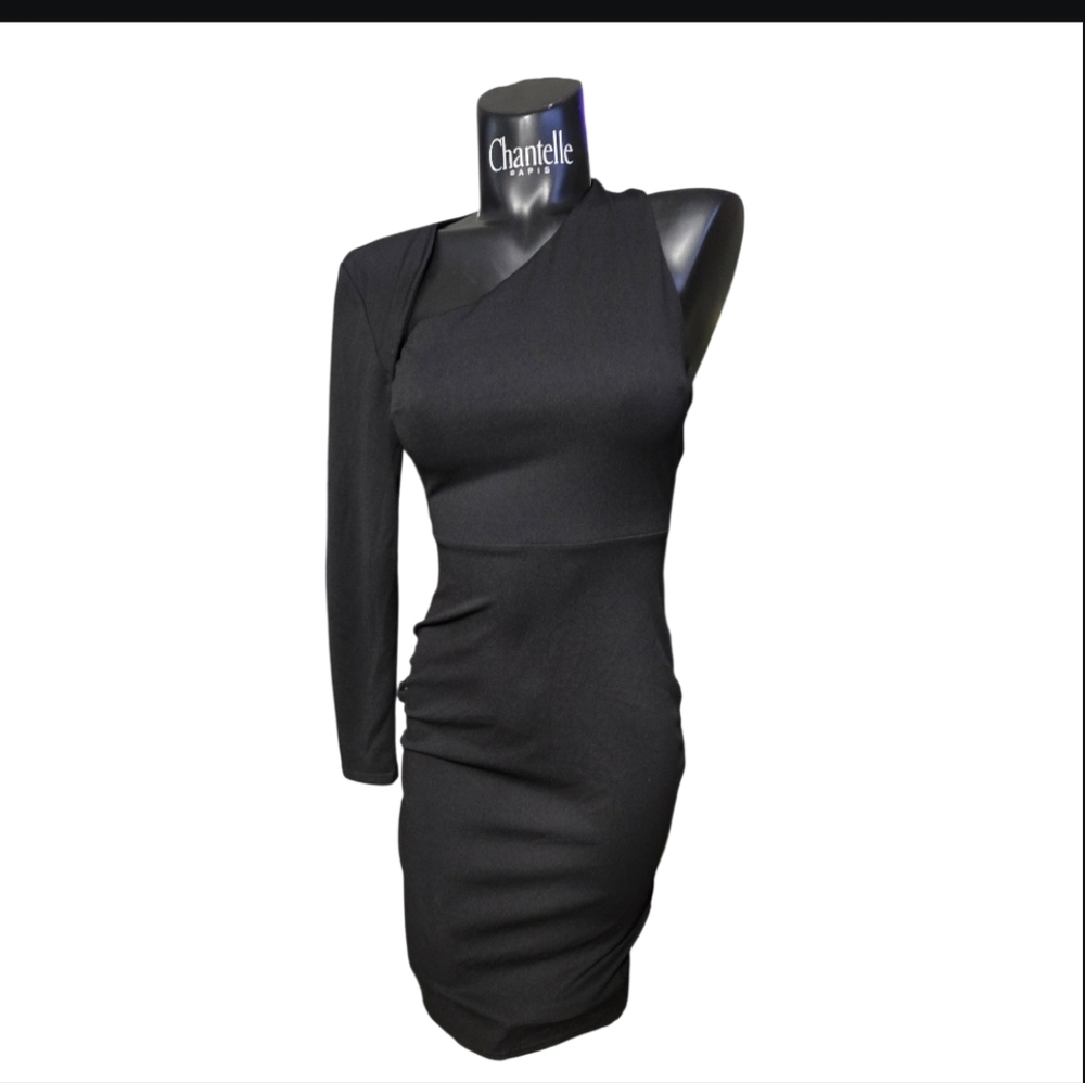 Elegant Black One-Shoulder Dress Designed By Ginger.